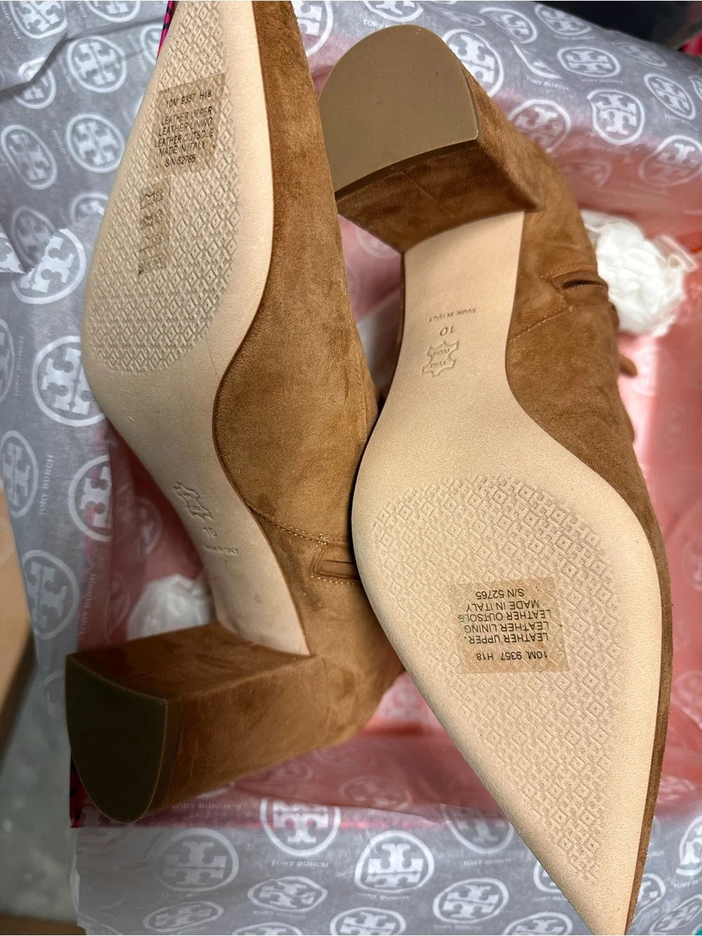 Tory Burch Penelope 65MM Bootie Deep Vicuna Stretch Suede NEW Women's Size 10